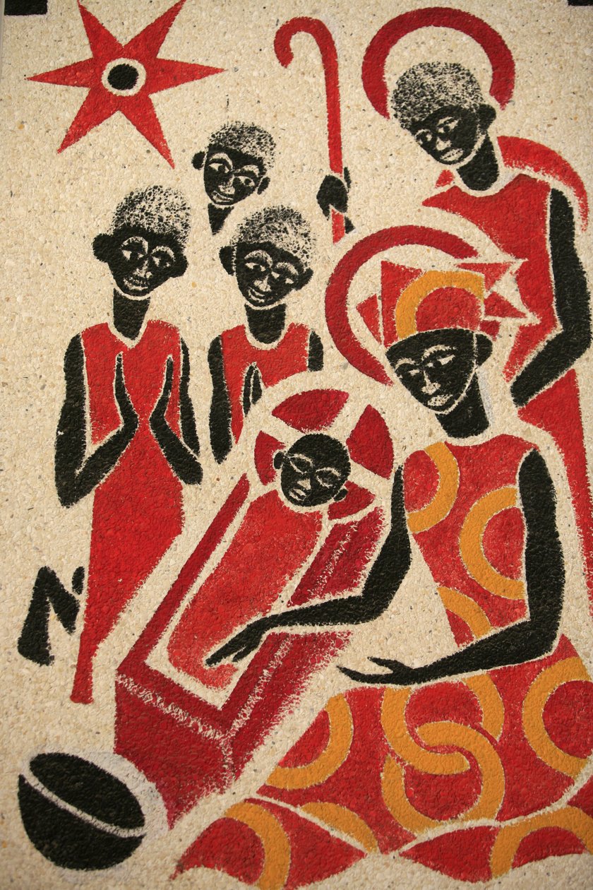 Fødselskirken Keur Moussa klosterkirkens fresko blev designet og malet i 1963 af Dom Georges Saget Keur Moussa Senegal af Unbekannt