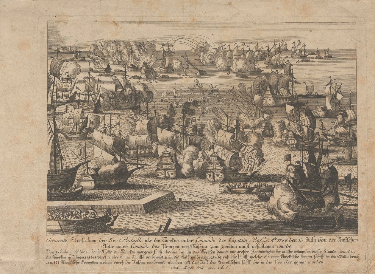 Søslag mellem den russiske og osmanniske flåde den 13. juli 1788, 1788. af Unbekannt
