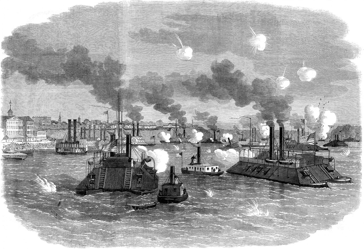 Søslag på Mississippi, Memphis, Tennessee, amerikansk borgerkrig, juli 1862 af Unbekannt
