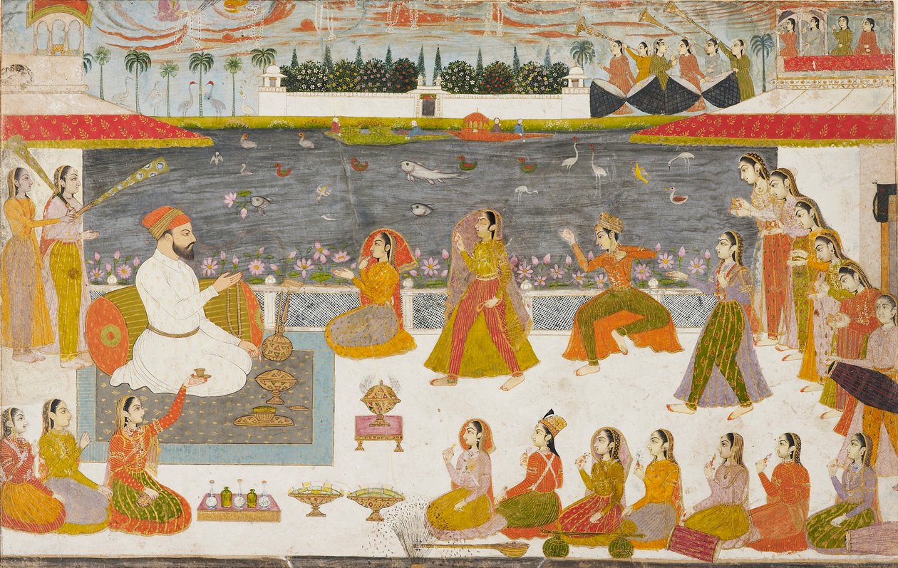 Nawab og damer ser på en nautch på en terrasse, 1760 af Unbekannt