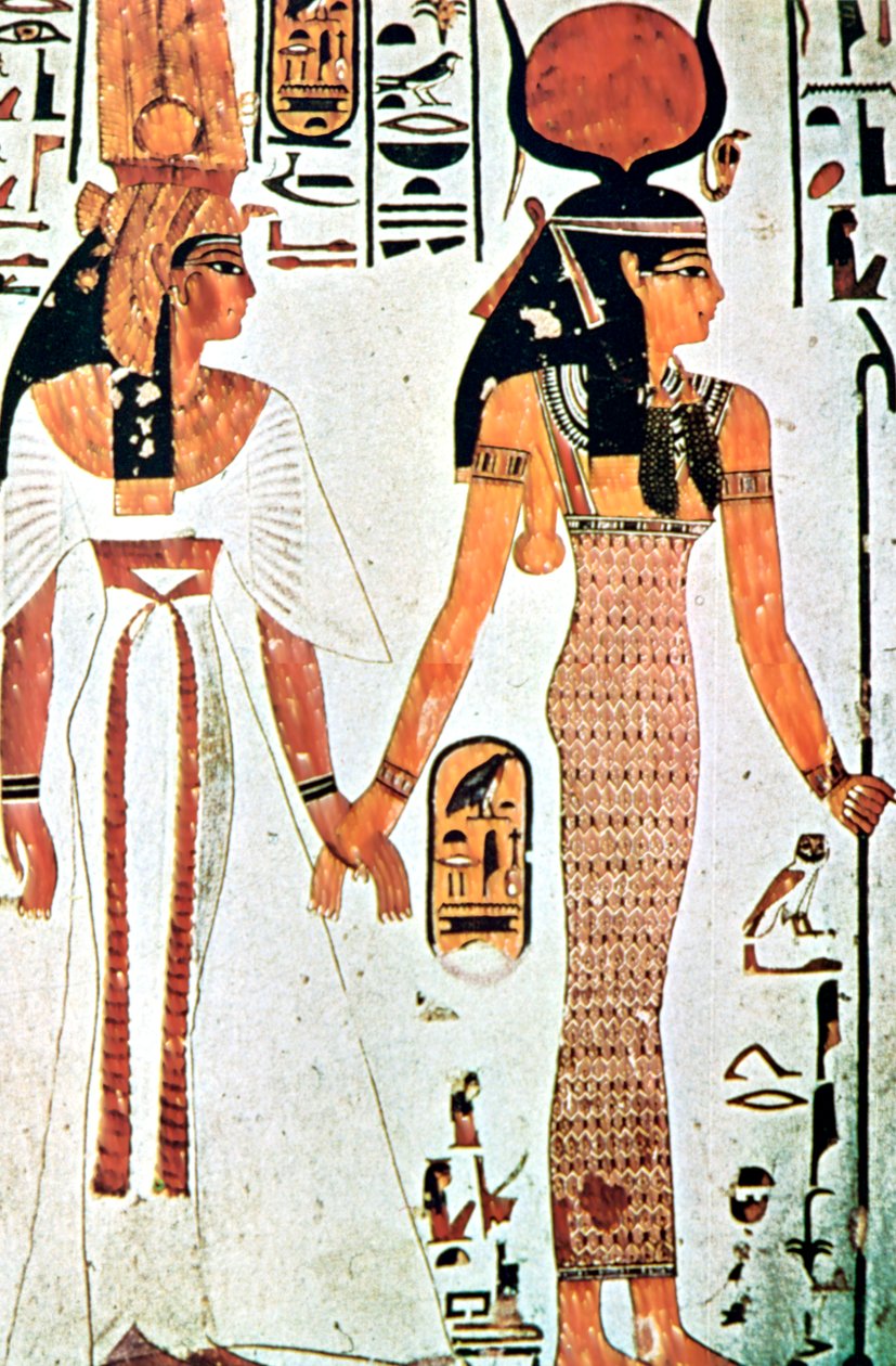 Nefertari og Isis, oldægyptisk vægmaleri fra en thebansk grav, 13. århundrede f.Kr. af Unbekannt