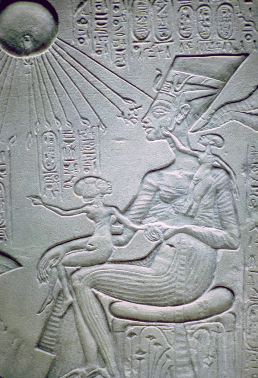 Nefertiti og to af hendes døtre af Unbekannt