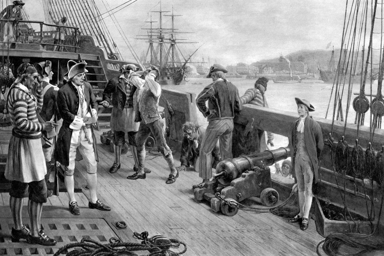 Nelsons første fodfæste i flåden, Chatham, 1771 af Unbekannt