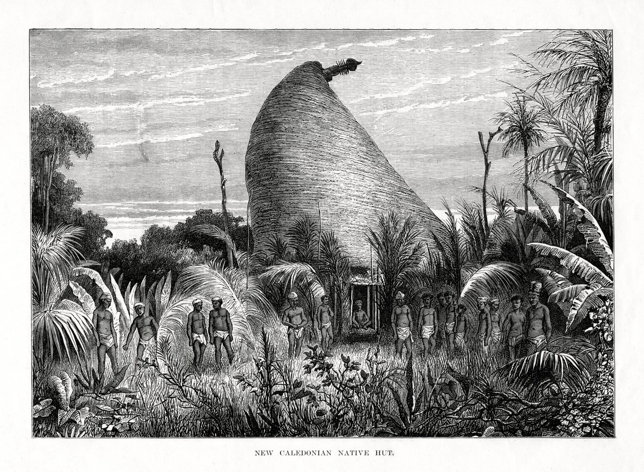 New Caledonian Native Hut, sydvestlige Stillehav, 1877 af Unbekannt