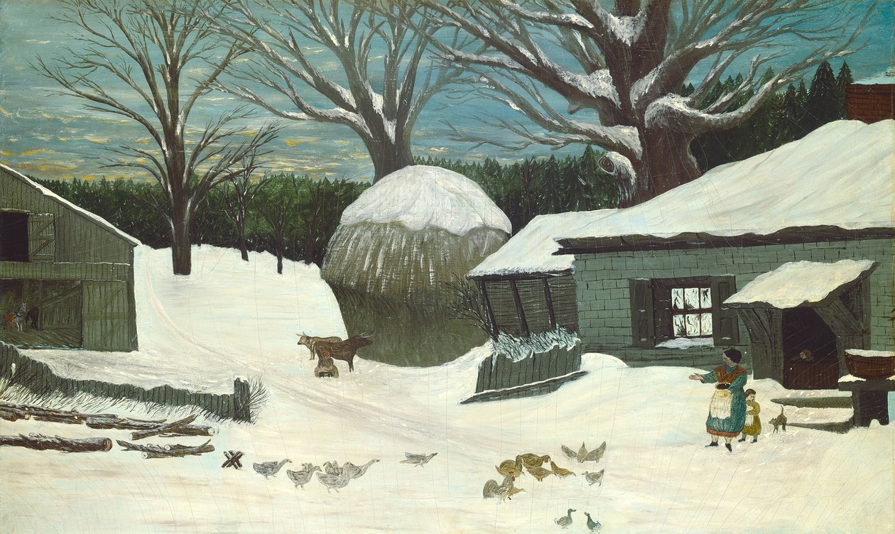 New England Farm om vinteren, 1850 eller senere. af Unbekannt