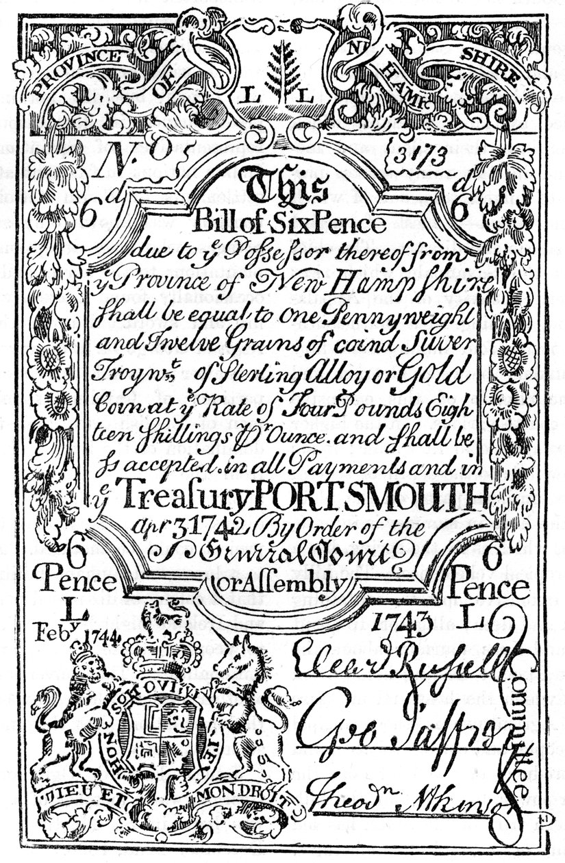 New England papirpenge, 1743 c1880 af Unbekannt