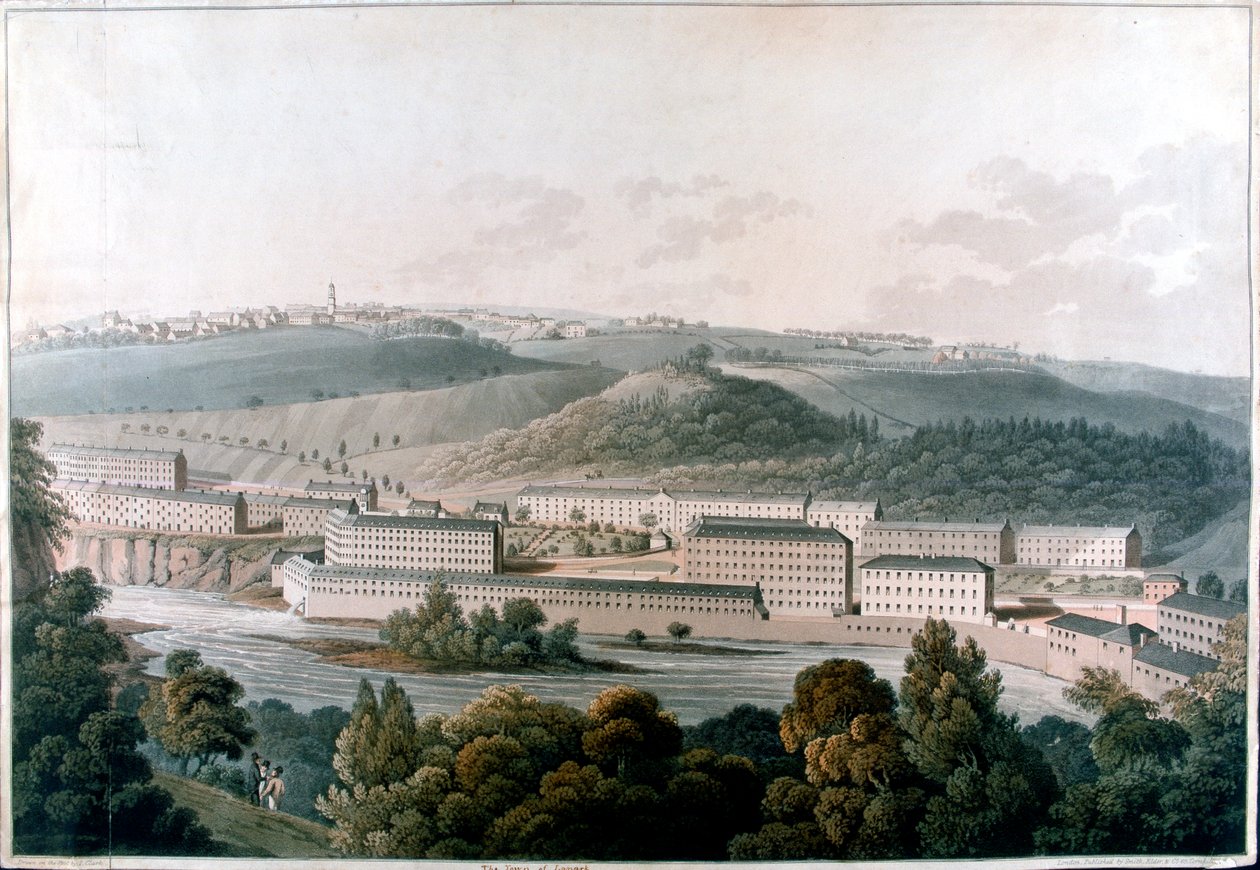 New Lanark Mills, Skotland, c1815 af Unbekannt