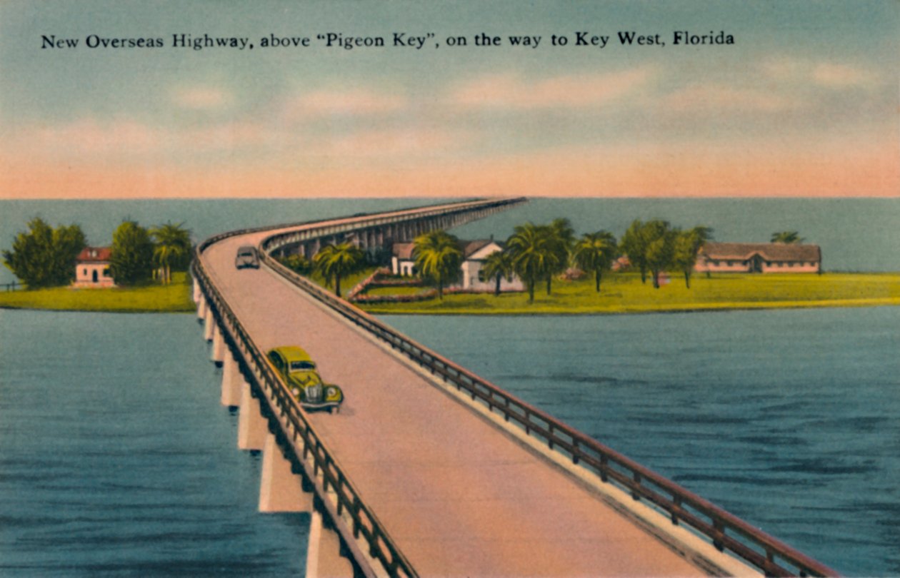 New Overseas Highway, over Pigeon Key, til Key West, Florida, c1940