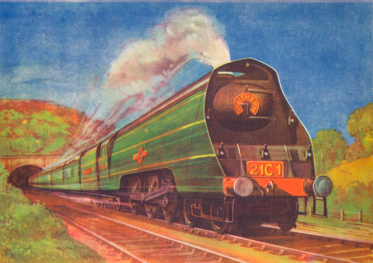New Streamlined Express, Merchant Navy, S.R., forlader Honiton Tunnel, 1940 af Unbekannt