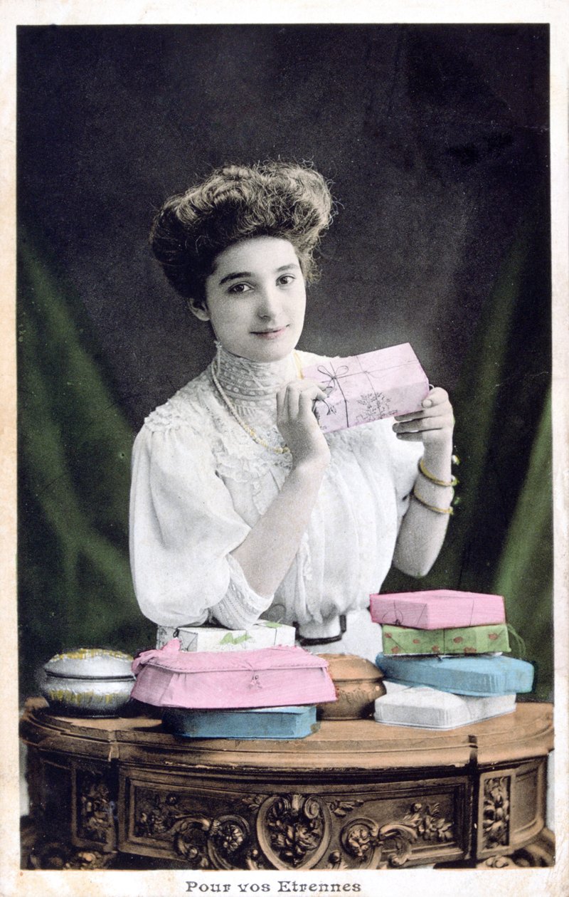 Nytårsgave, fransk postkort, c1900 af Unbekannt