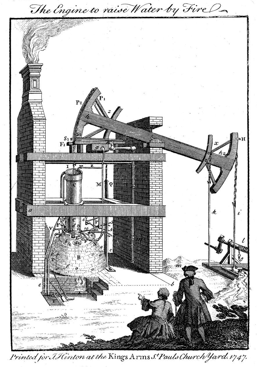 Newcomen dampmaskine, 1747 af Unbekannt