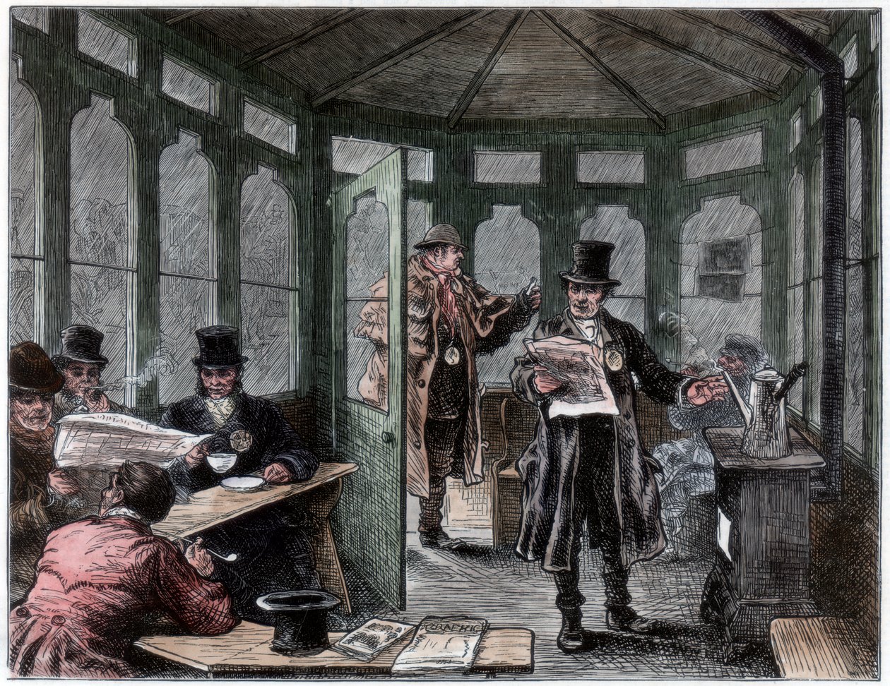 Newley opførte husly og forfriskningshus for førerhusmænd, c1820-1870 af Unbekannt