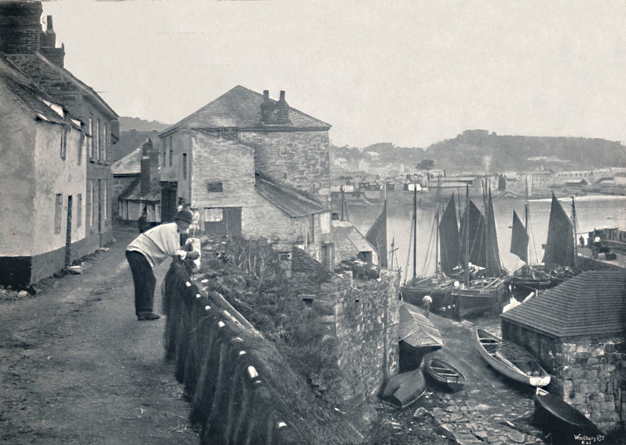 Newlyn - Udsigt over landsbyen og havnen, 1895 af Unbekannt