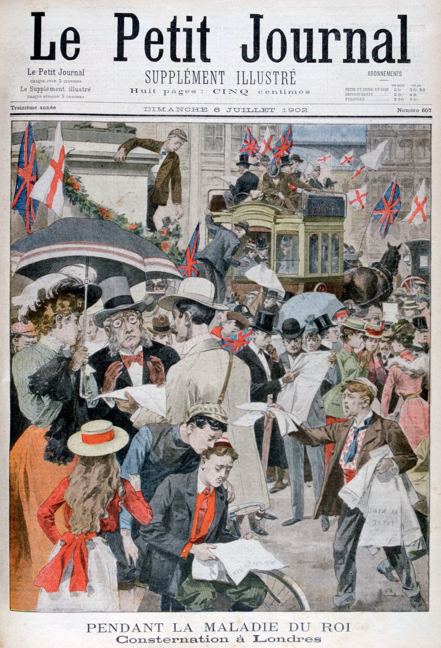 Nyheder om kong Edwards VIIs sygdom i London, 1902 af Unbekannt