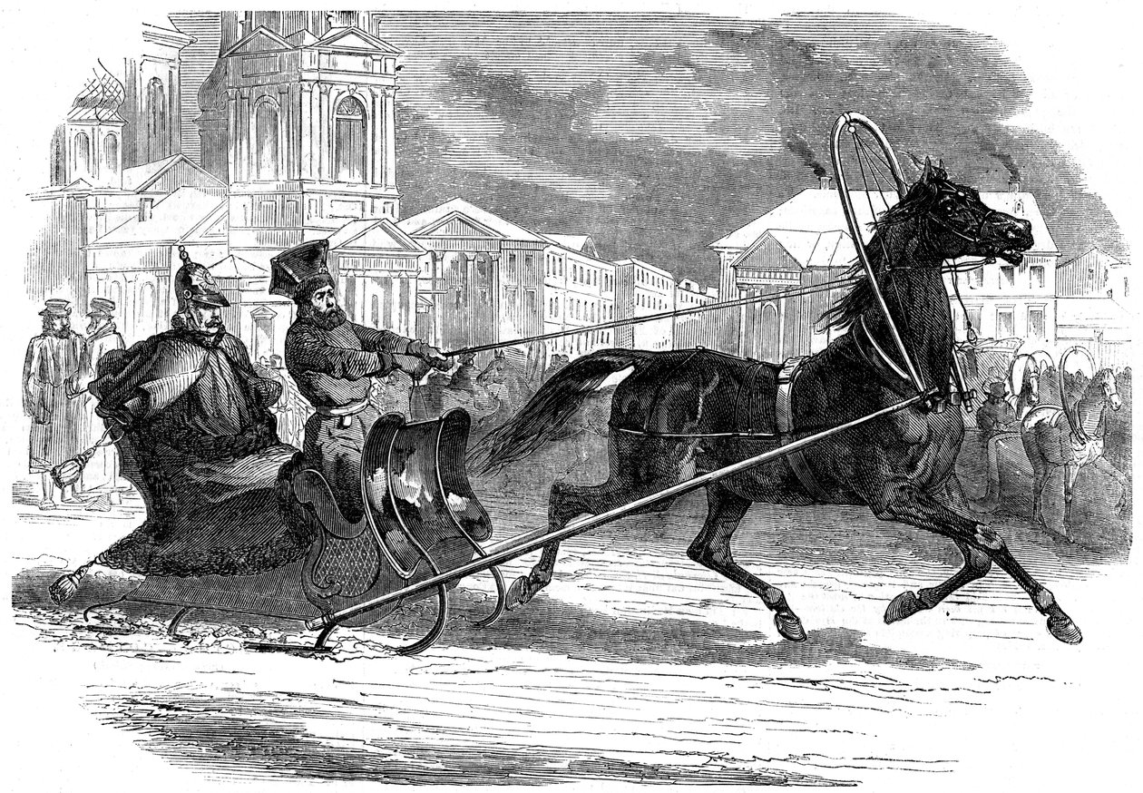 Nicholas I 1796-1855, kejser af Rusland, i hans droshky, St. Petersborg, 1853 af Unbekannt