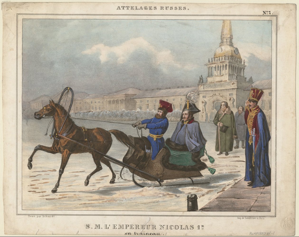 Nicholas I af Rusland i en slæde, 1850 af Unbekannt