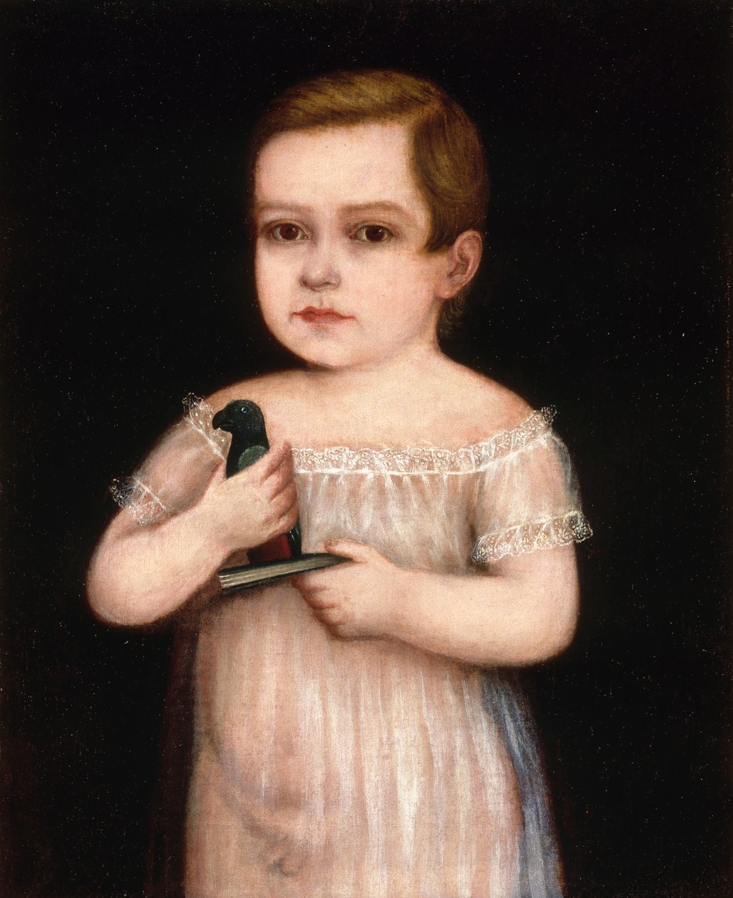 Dreng med legetøjspapegøje, ca. 1830-1850. af Unbekannt