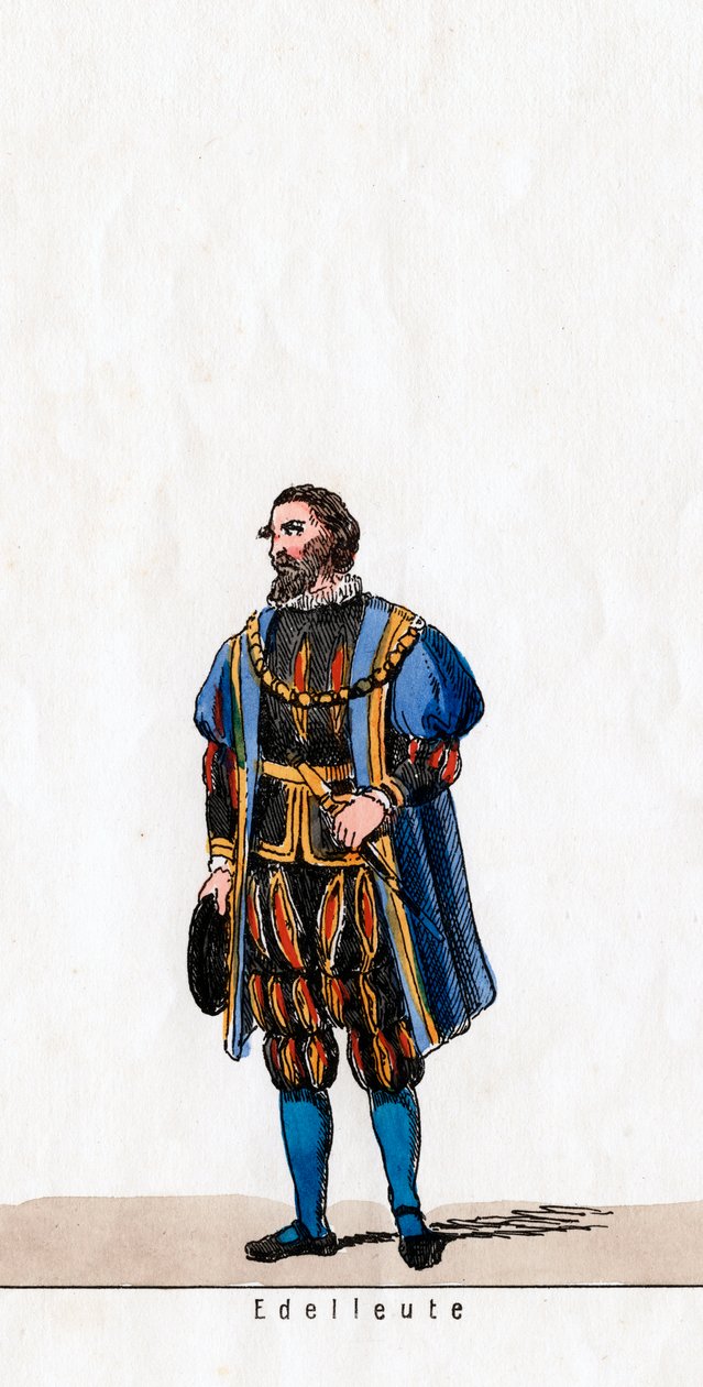 Adelsmand, kostumedesign til Shakespeares skuespil, Henry VIII, 1800-tallet af Unbekannt