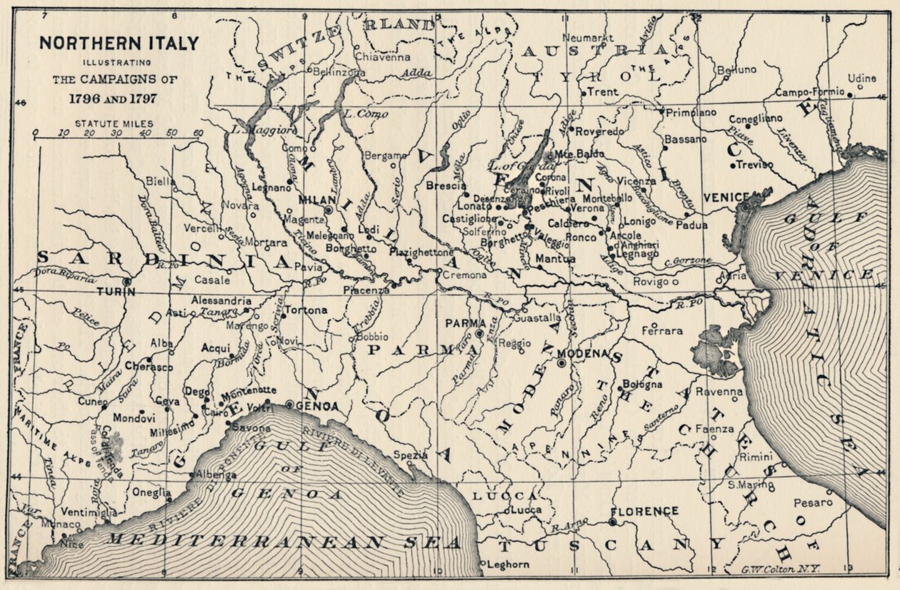 Norditalien - Illustration af kampagnerne i 1796 og 1797, 1896 af Unbekannt