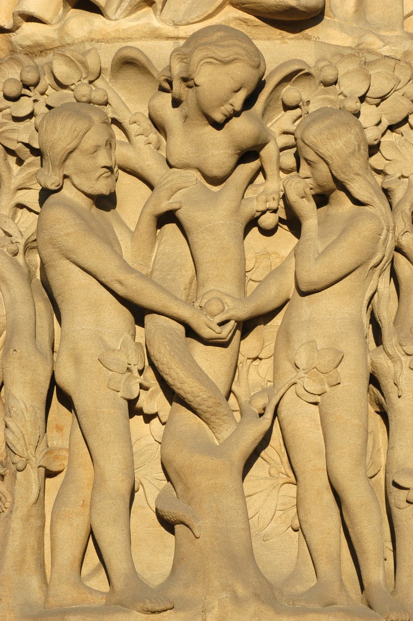 Notre Dame de Paris katedralskulptur: Adam og Eva, Paris, Frankrig af Unbekannt