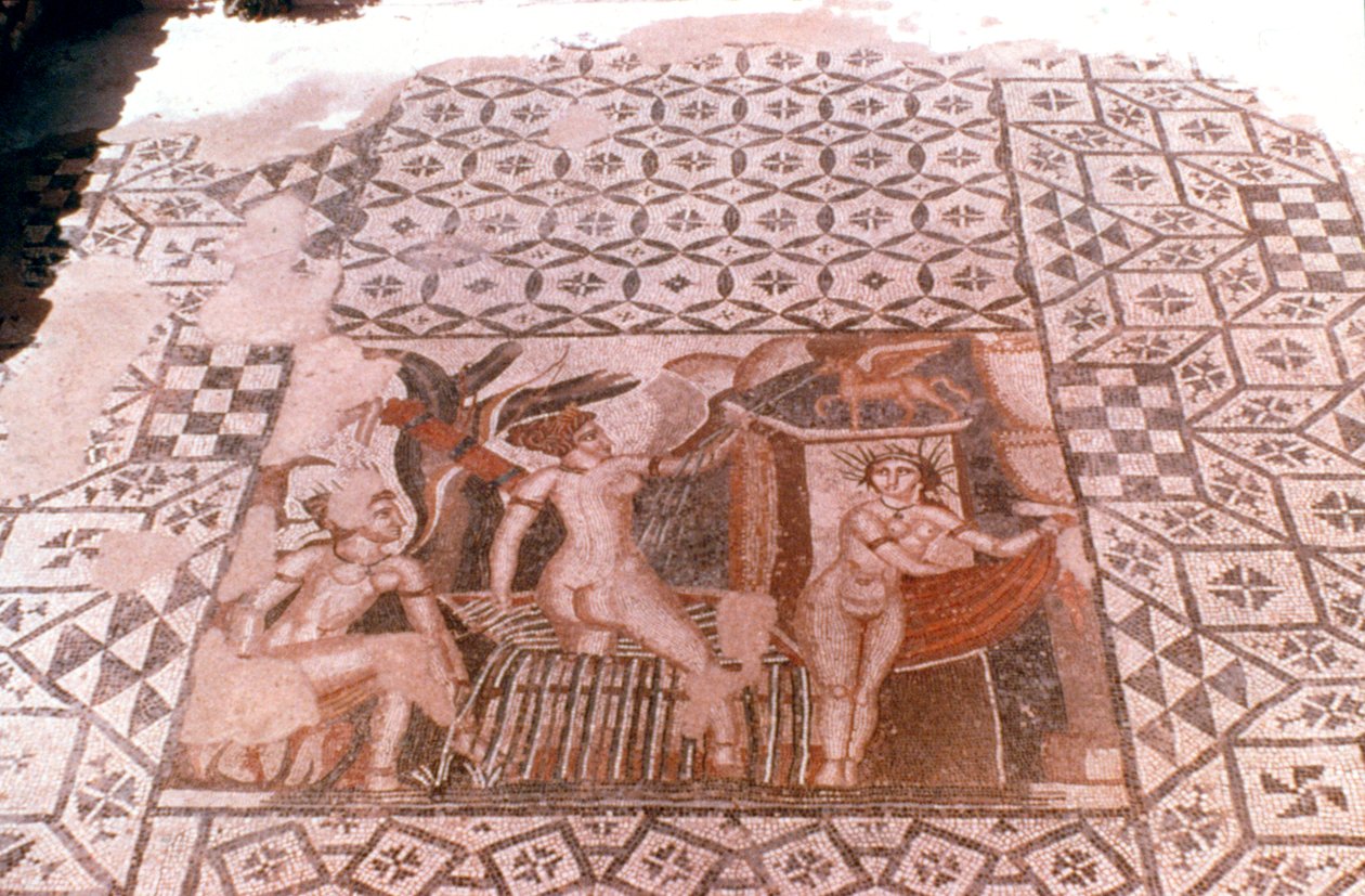 Nymfer, romersk mosaik, Volubilis, Marokko af Unbekannt