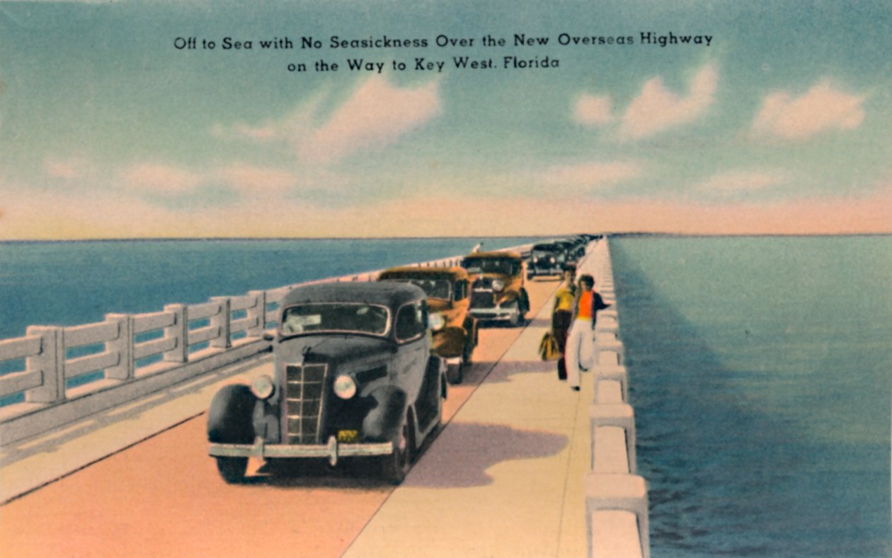 Off to Sea without Seasickness, New Overseas Highway til Key West, Florida, c1940
