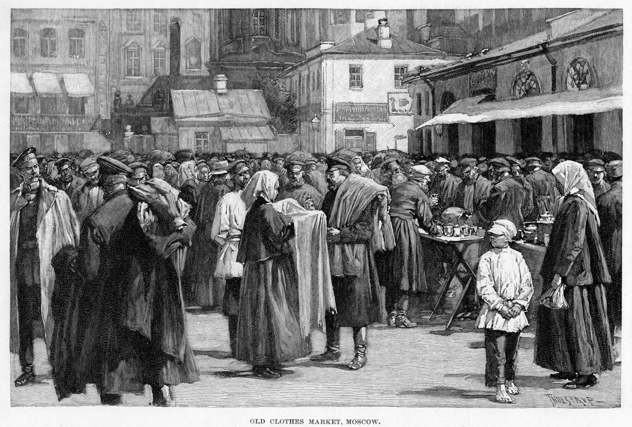 Old Clothes Market, Moskva, c1800-tallet af Unbekannt