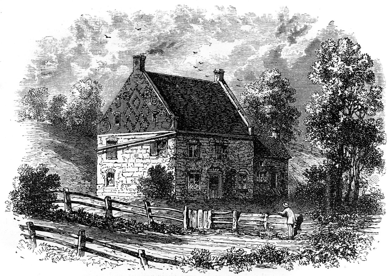 Gammelt hollandsk hus, Long Island, New York, 1700-tallet c1880 af Unbekannt