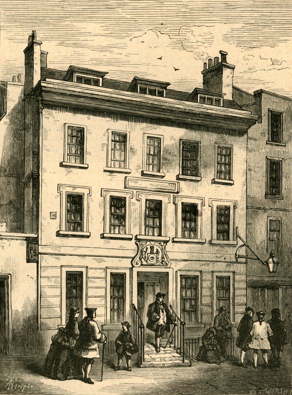 Gammelt hus, der stadig står i Bolt Court, 1897. af Unbekannt