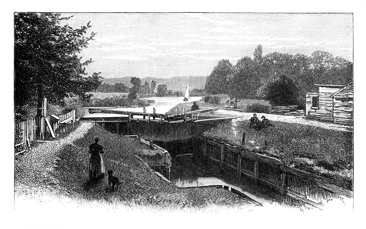 Old Windsor Lock, Themsen, Berkshire, c1888 af Unbekannt