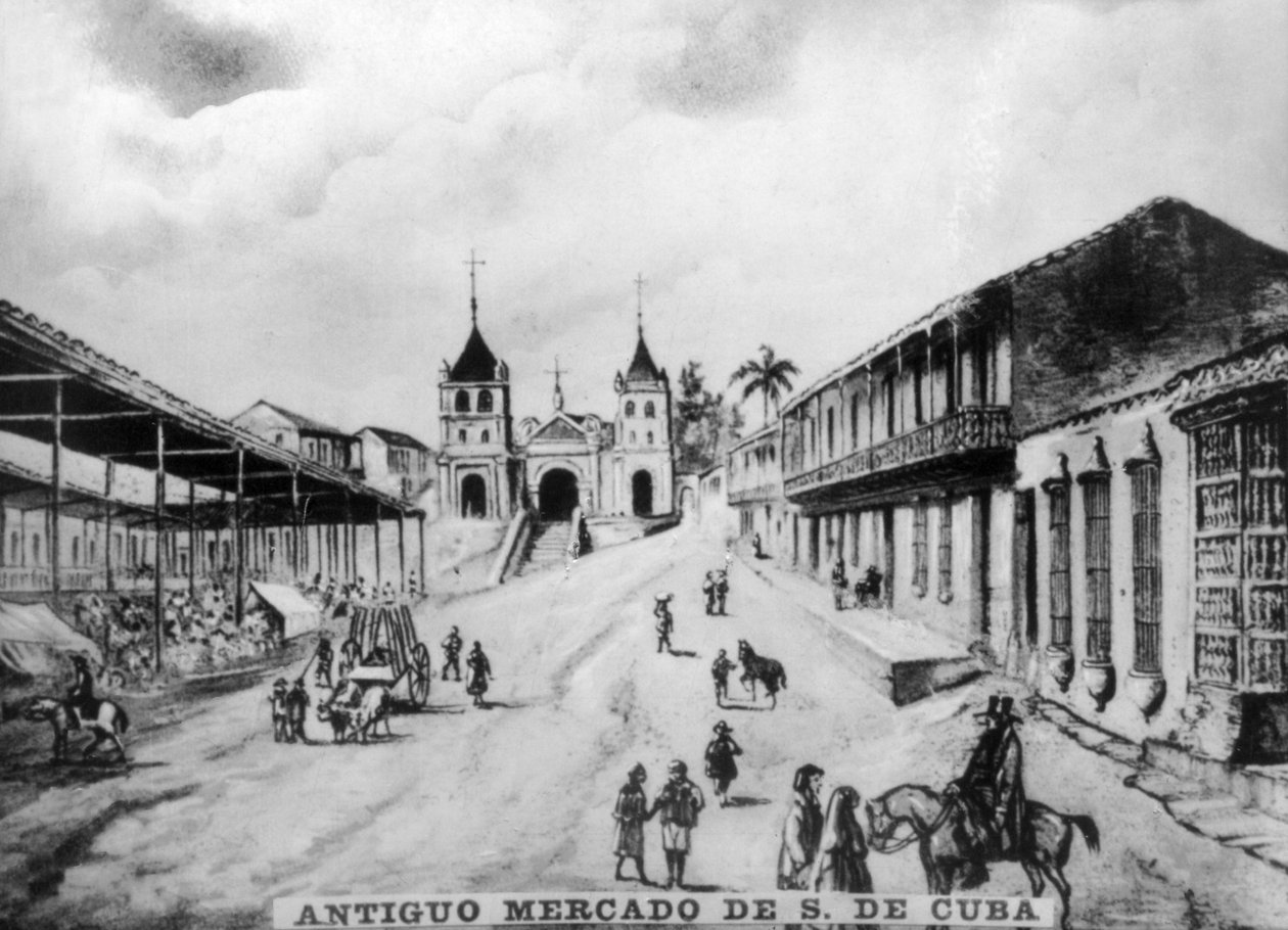 Gammelt marked i Santiago de Cuba, 19. århundrede, 1920