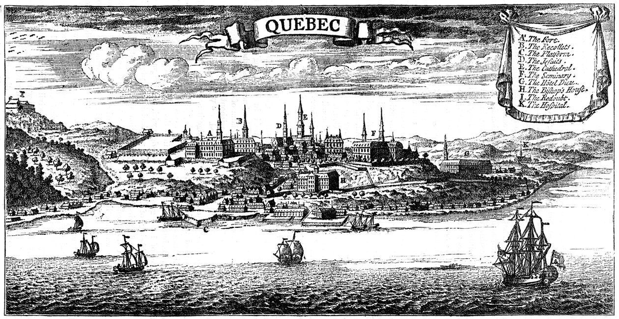 Gammel udsigt over Quebec, 1730 c1880 af Unbekannt