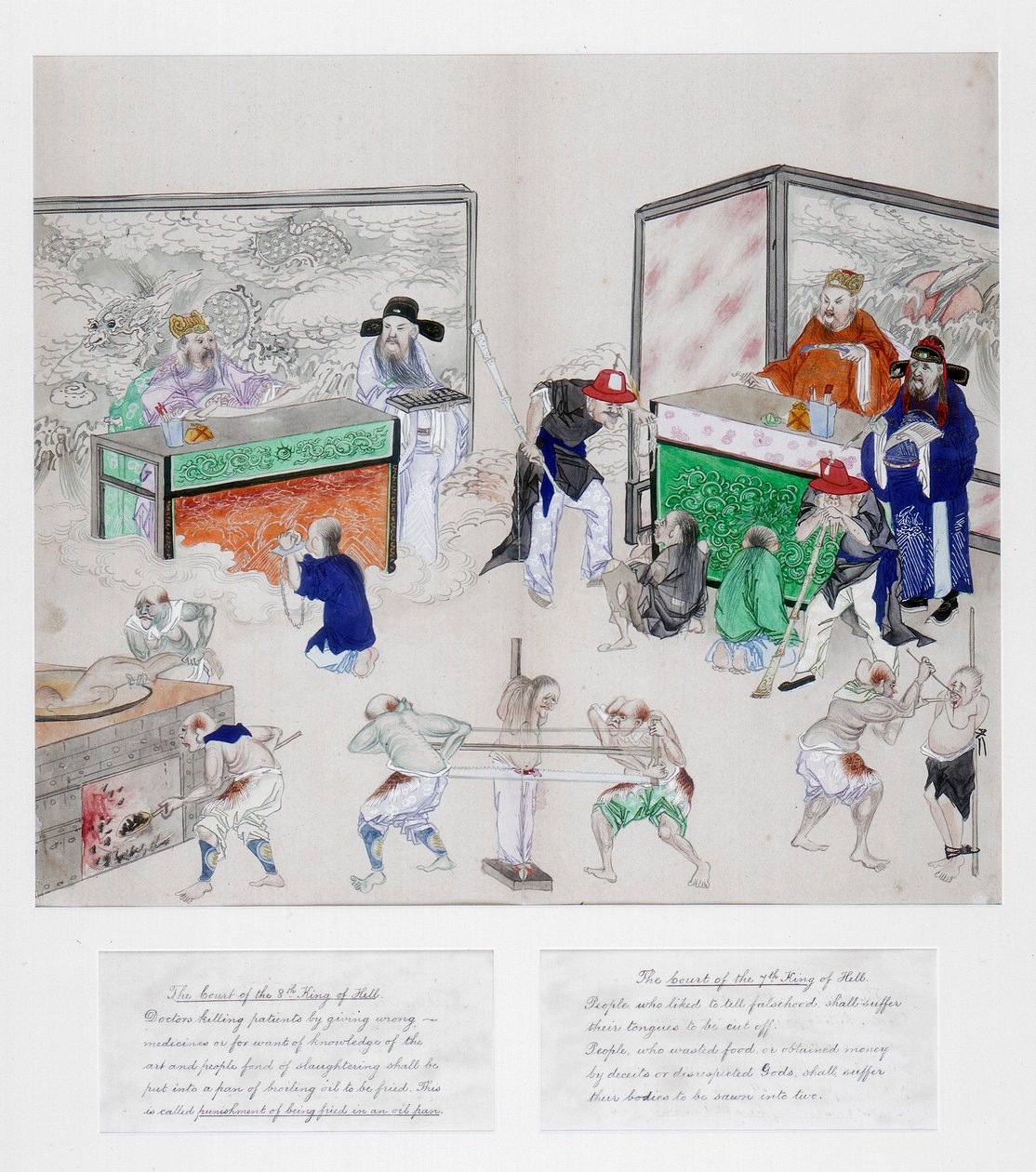 Et af et sæt malerier af Helvedes ti domstole, Qing-dynastiet, Kina, c1800-1849 af Unbekannt