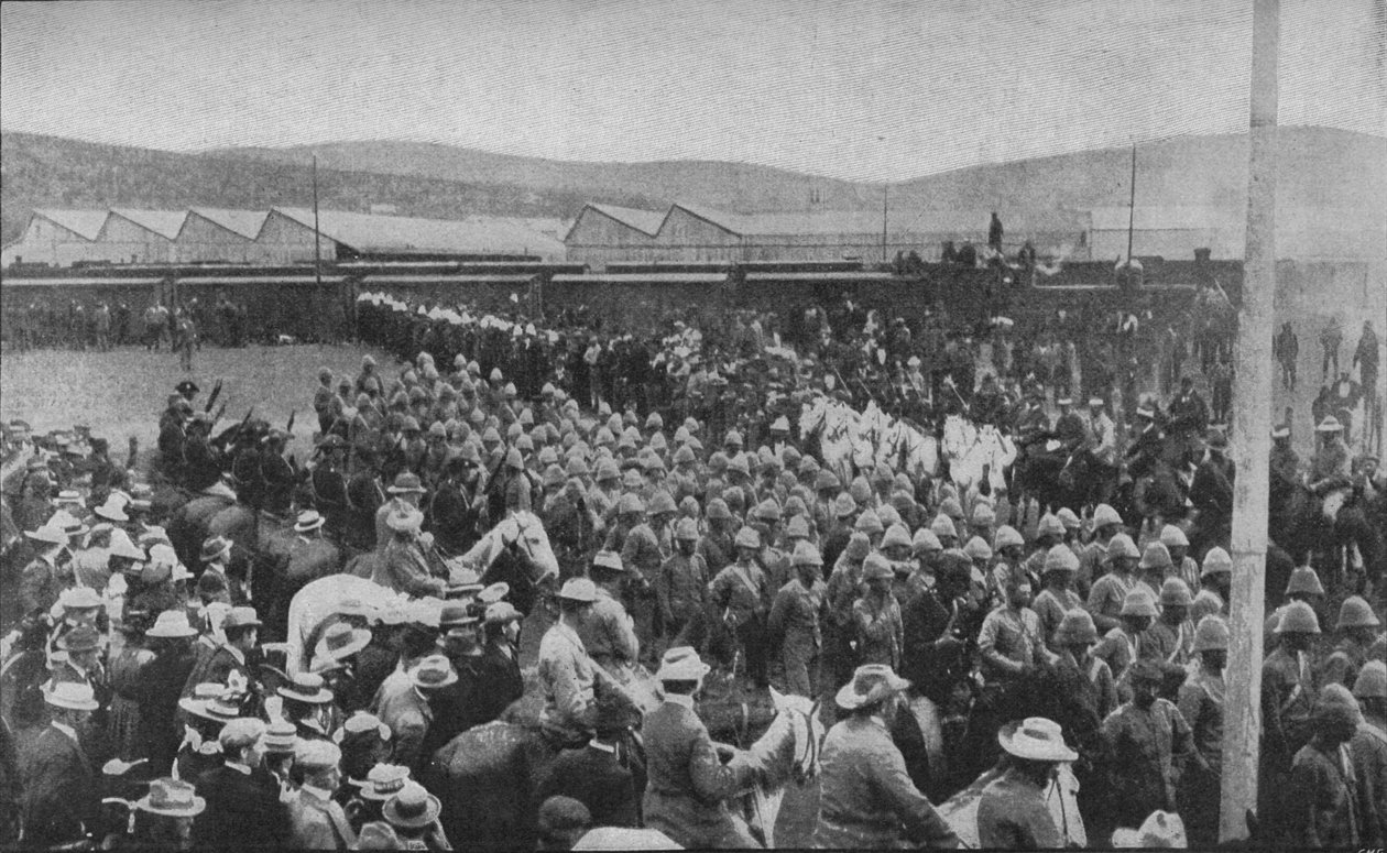 En af krigens smertefulde hændelser: Fangede britiske tropper blev marcheret ind i Pretoria, 1902 af Unbekannt