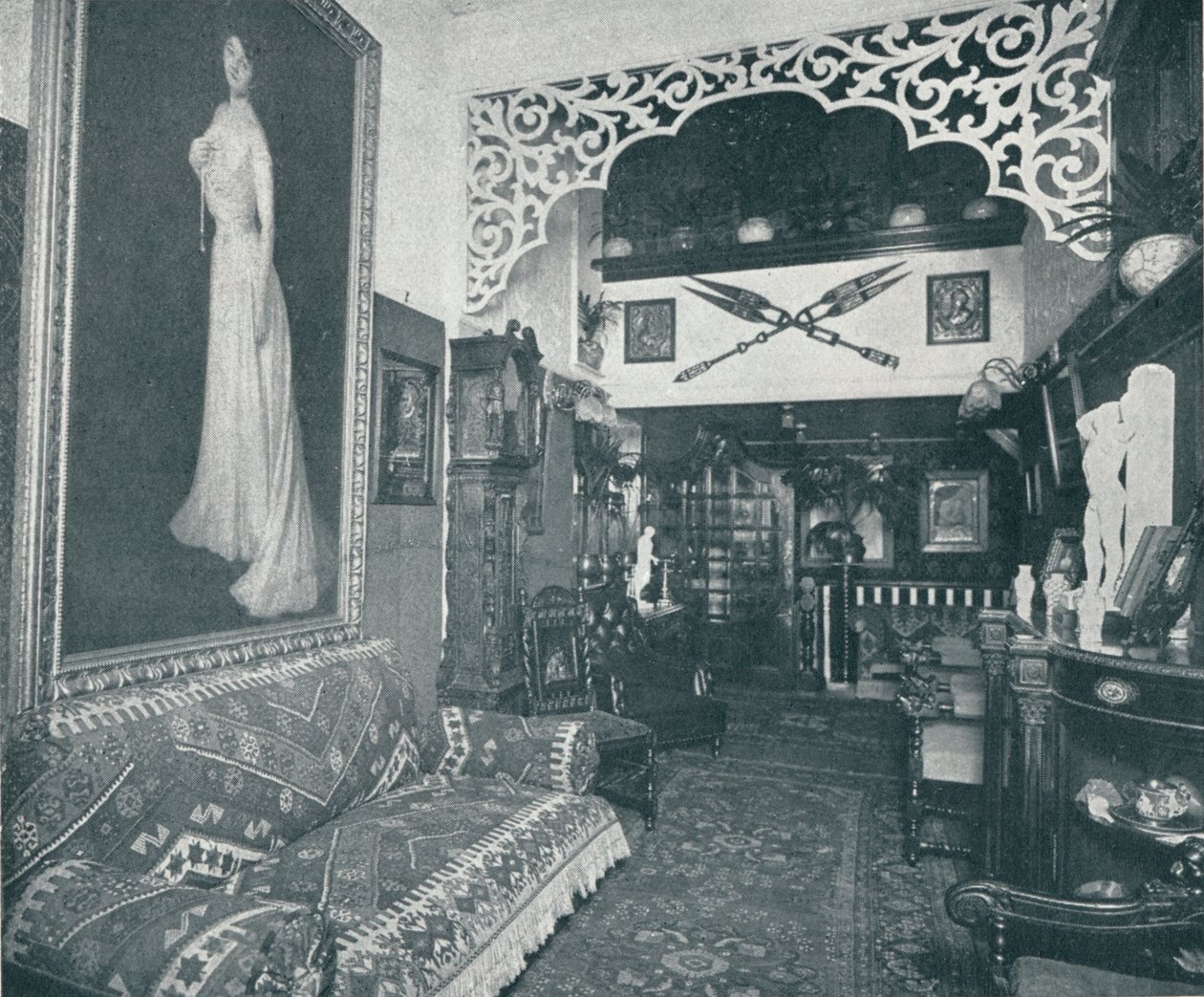 Et af receptionslokalerne på Sandow Institute, c1898 af Unbekannt
