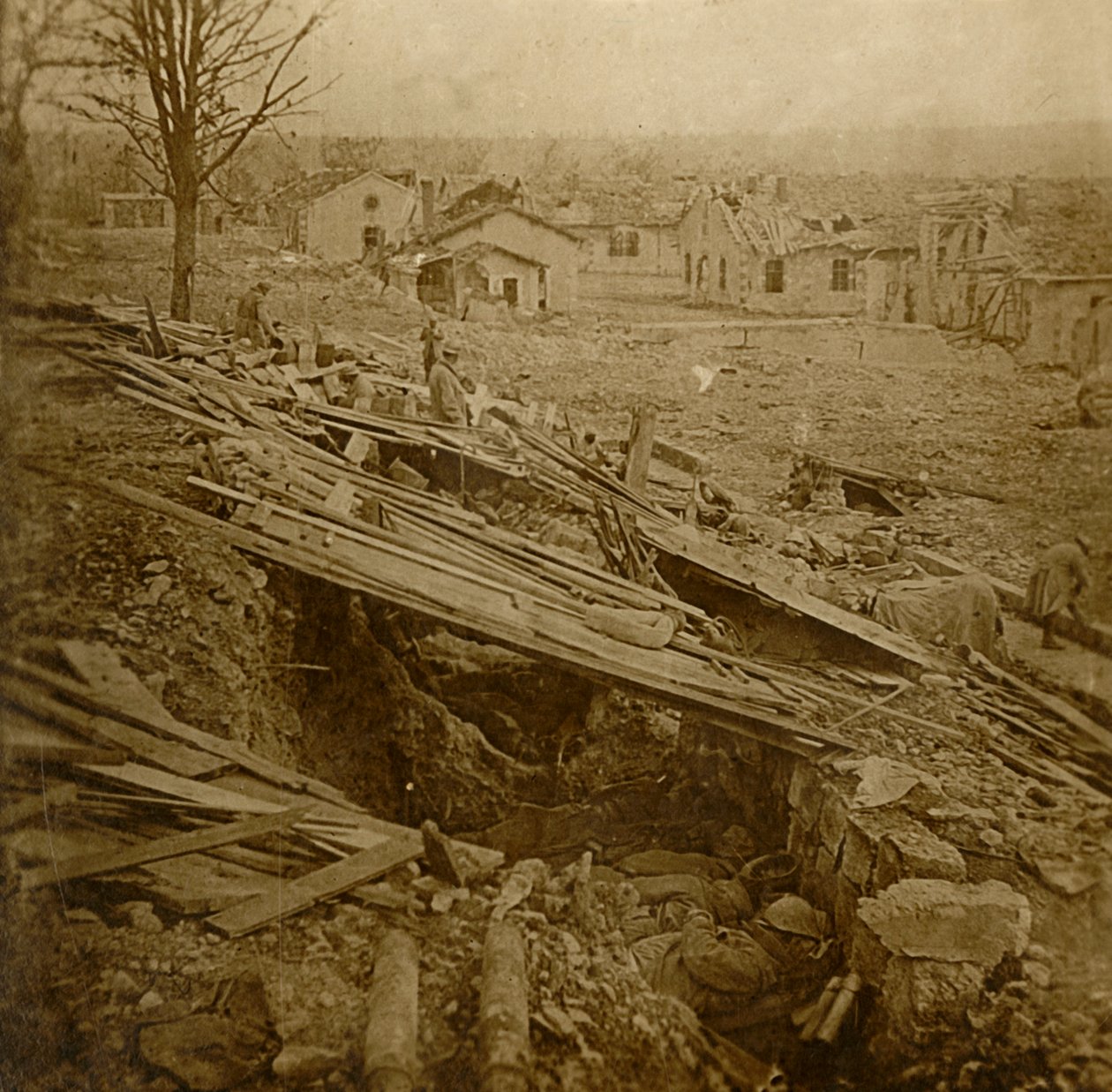 Udendørs sovesal ved Tavannes Fort, Verdun, det nordlige Frankrig, c1914-c1918 af Unbekannt