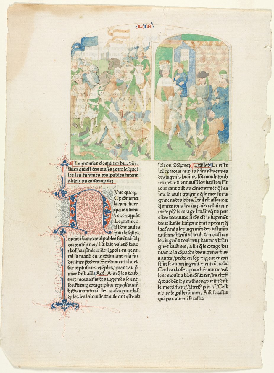 Indledende side af bog VIII af Valerius Maximuss 1476 af Unbekannt