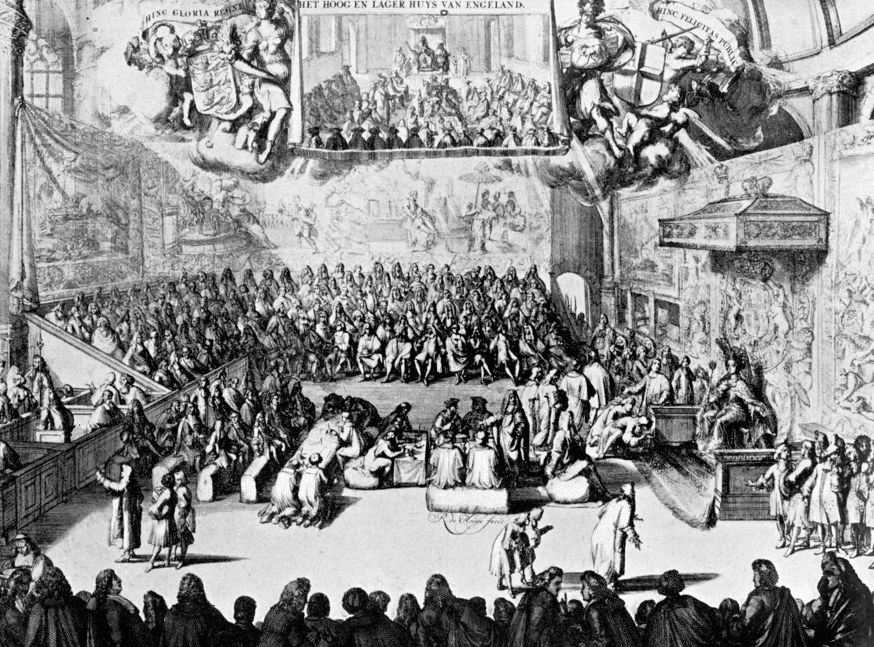 Åbning af parlamentet ved Queen Anne, Westminster, London, 1700-tallet c1905 af Unbekannt