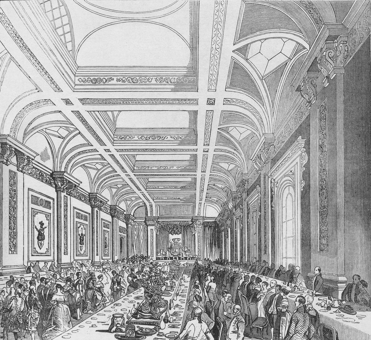 Åbning af den tredje kongelige børs, 1844. Banket i abonnementslokale, 1928 af Unbekannt