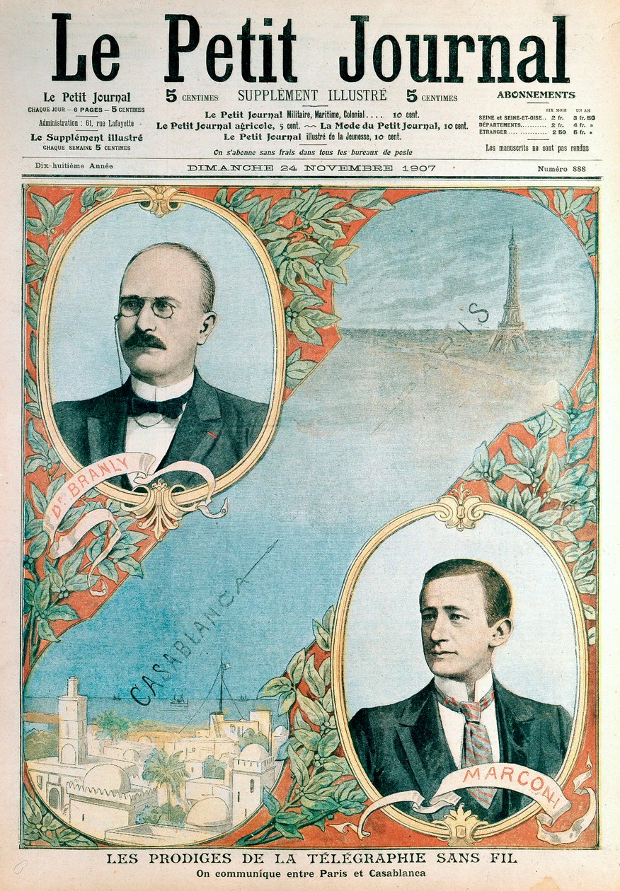 Åbning af trådløs telegrafforbindelse mellem Paris og Casablanca, 1907 af Unbekannt