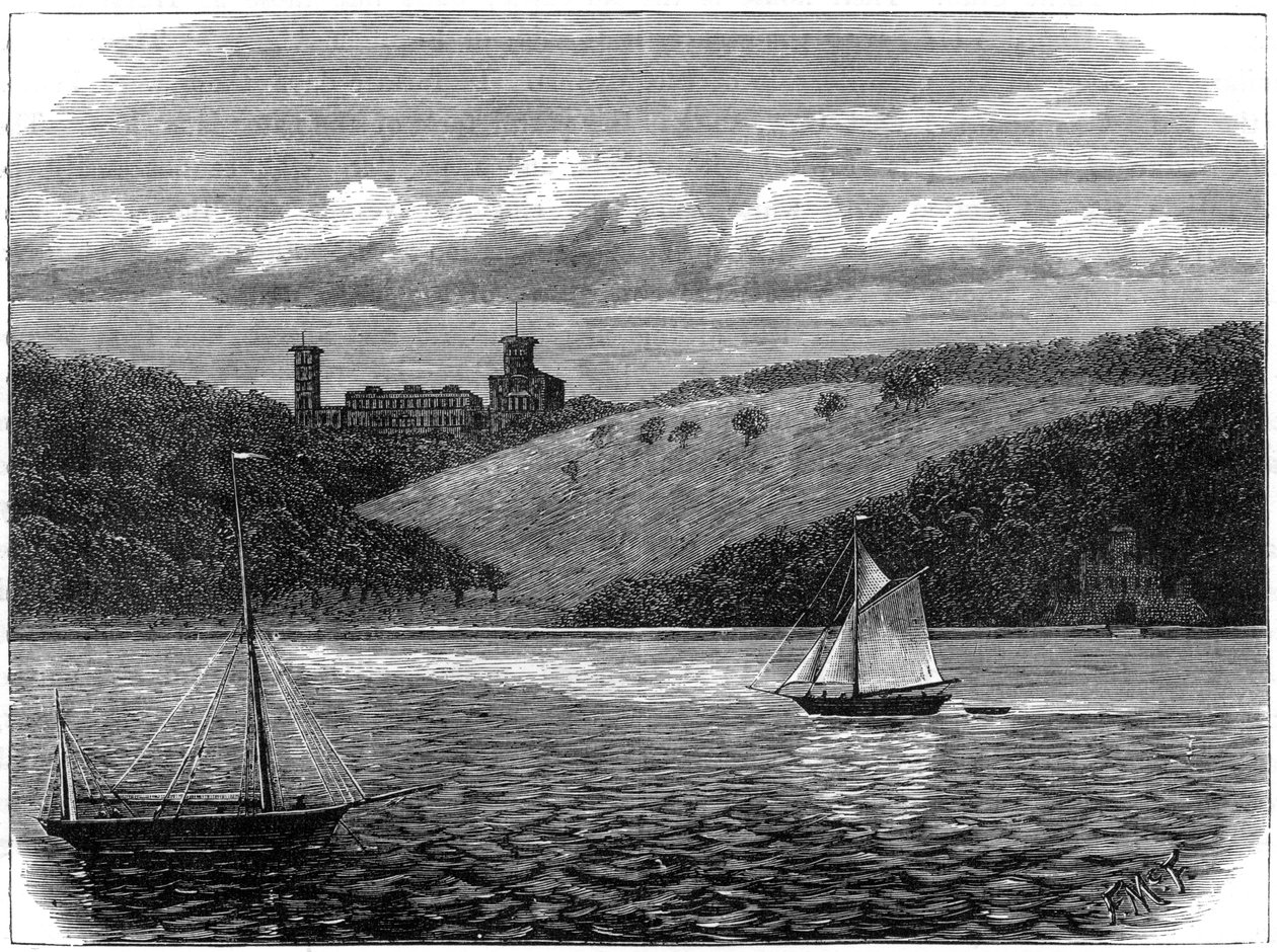 Osborne House, Isle of Wight, set fra havet, slutningen af det 19. århundrede af Unbekannt