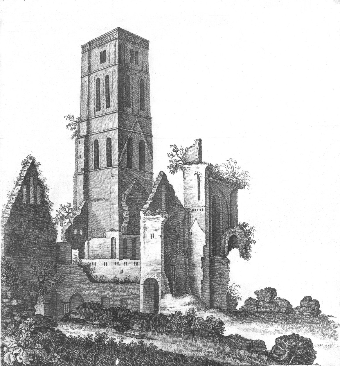 Osney Abbey nær Oxford, slutningen af det 18.-begyndelsen af det 19. århundrede af Unbekannt