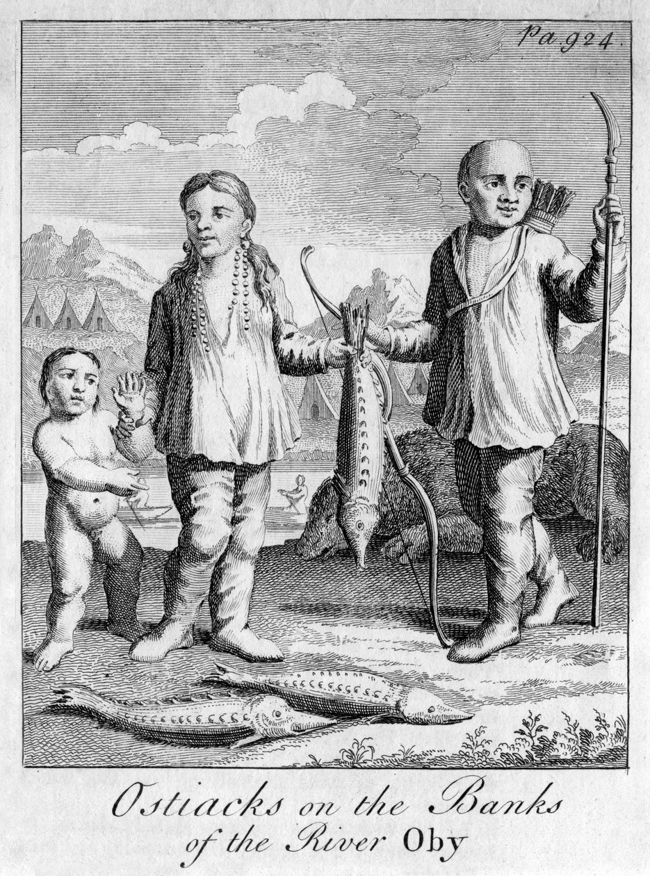 Ostiacks på bredden af floden Oby, ca 1700 af Unbekannt