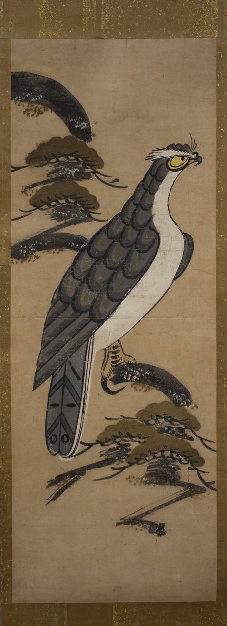 Otsu-e af Falcon on a Pine Tree, 1700-tallet. af Unbekannt