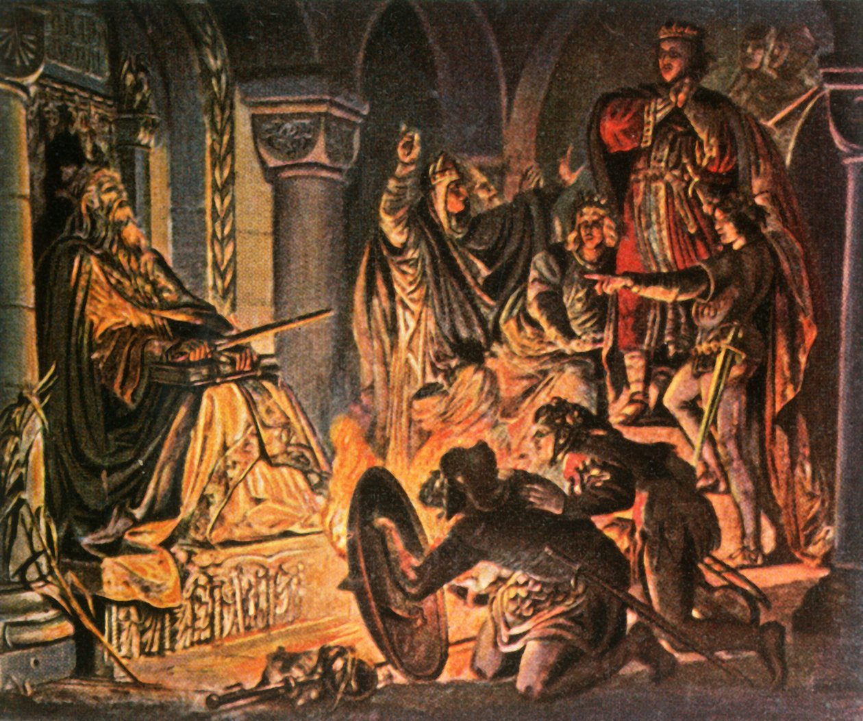 Otto III besøger Karl den Stores grav, 1000 e.Kr., 1936. af Unbekannt