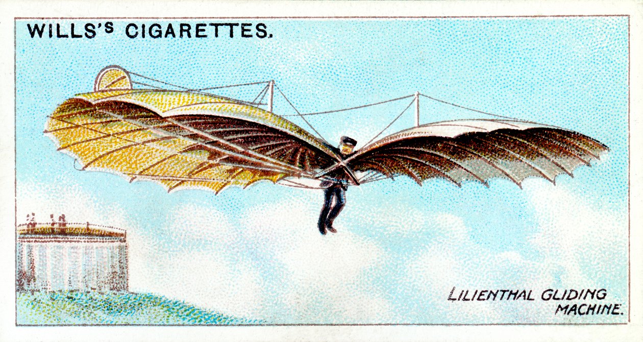 Otto Lilienthal, tysk svævepioner og aeronautisk opfinder, der flyver et af sine svævefly af Unbekannt