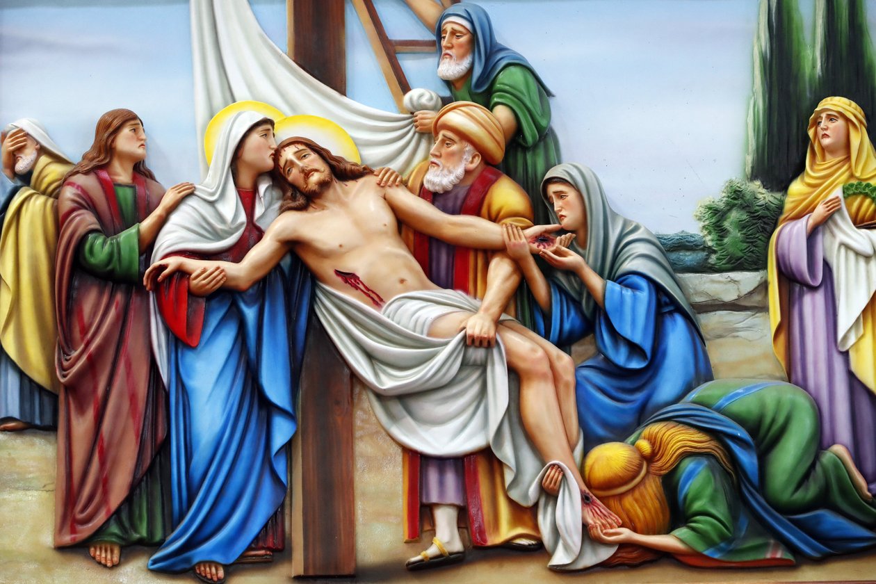 Vor Frue af Fatima kirke. Korsets vej. Station 13. Jesus bliver taget ned fra korset. Ho Chi Minh City. Vietnam af Unbekannt