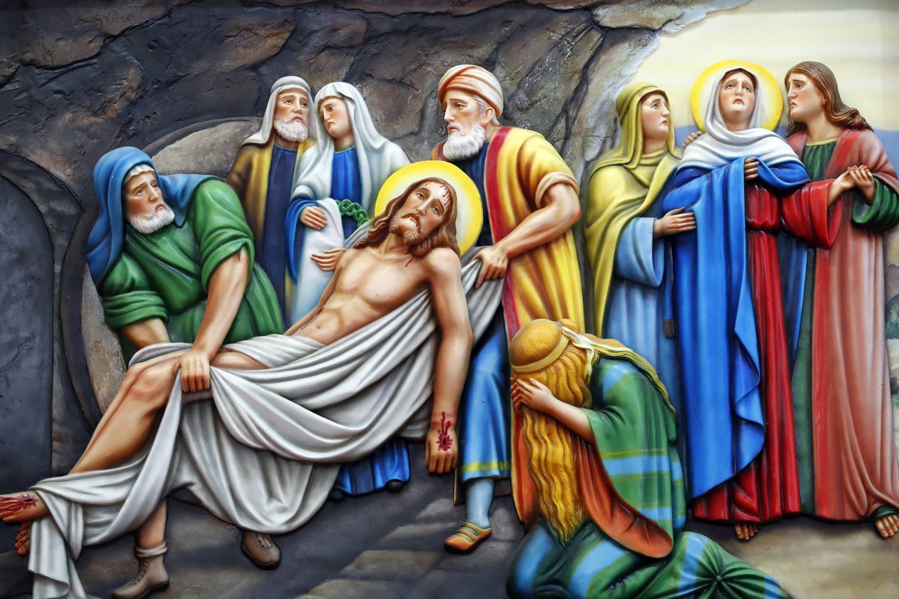 Vor Frue af Fatima kirke. Korsets vej. Station 14. Jesus anbringes i graven. Ho Chi Minh City. Vietnam af Unbekannt