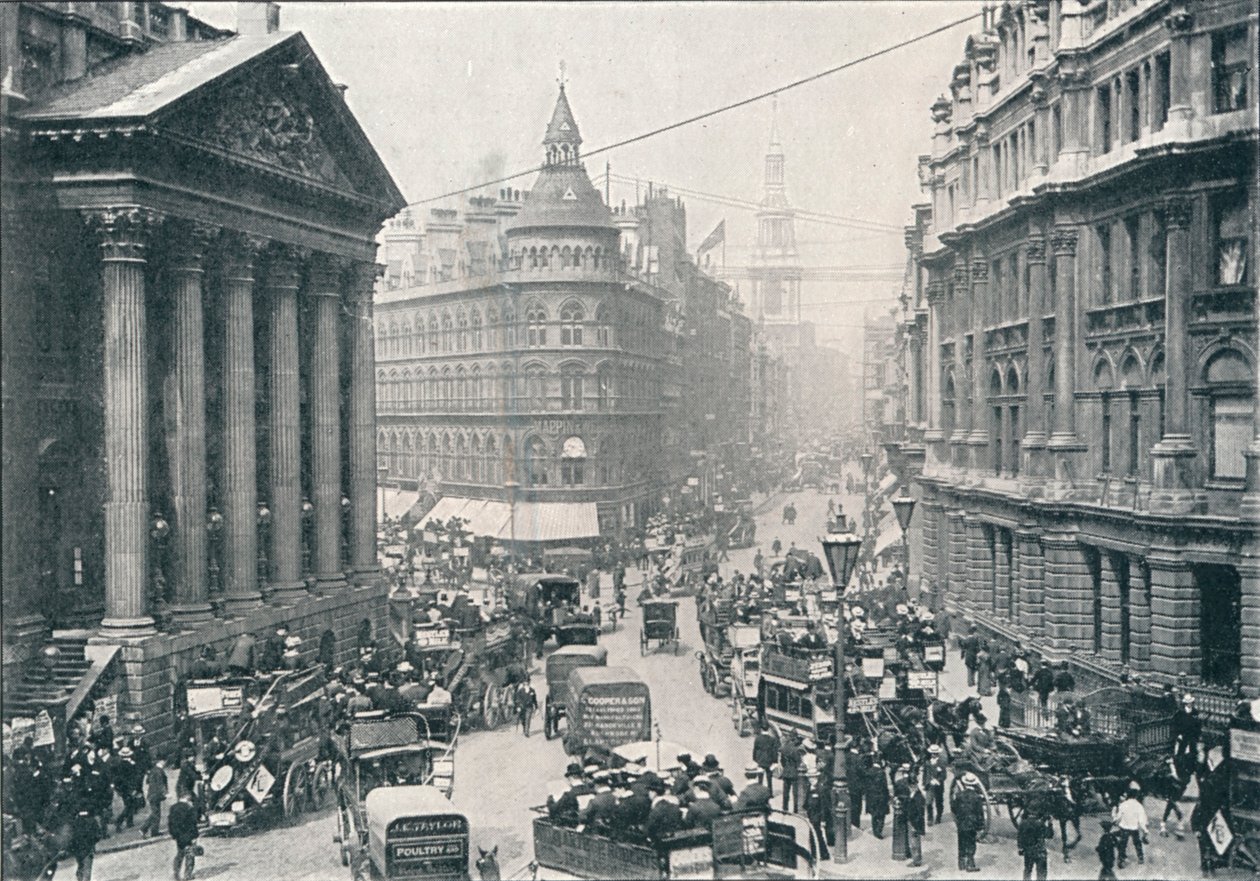 Udenfor Mansion House, City of London, kl. 9, c1901 1901 af Unbekannt