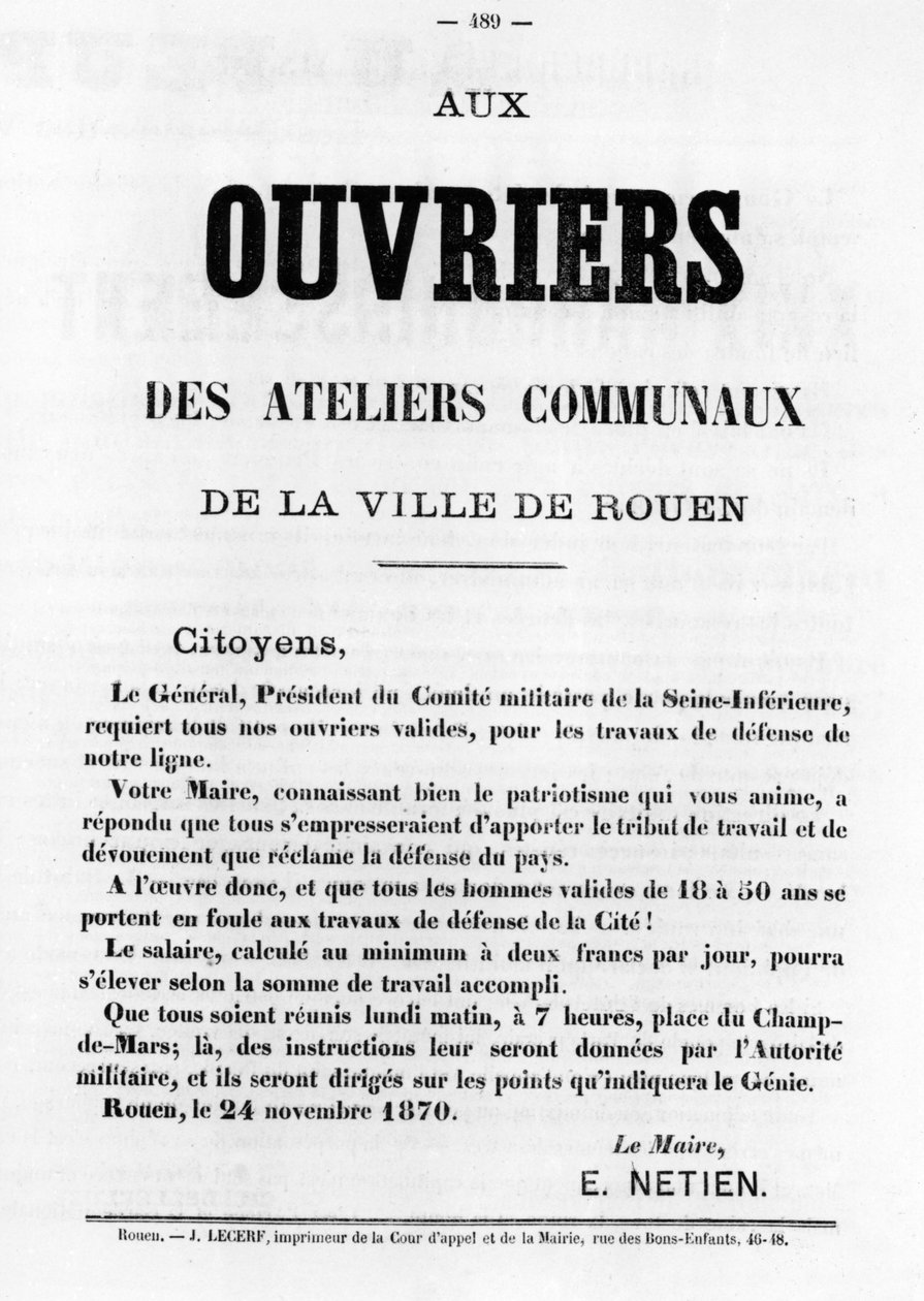 Ouvriers, fra franske politiske plakater af Pariserkommunen, maj 1871 af Unbekannt